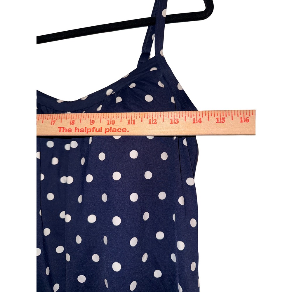 Lands End Navy Blue Polka Dot Tankini Top Sz 10P Retro Nautical Coastal Core - Picture 4 of 9